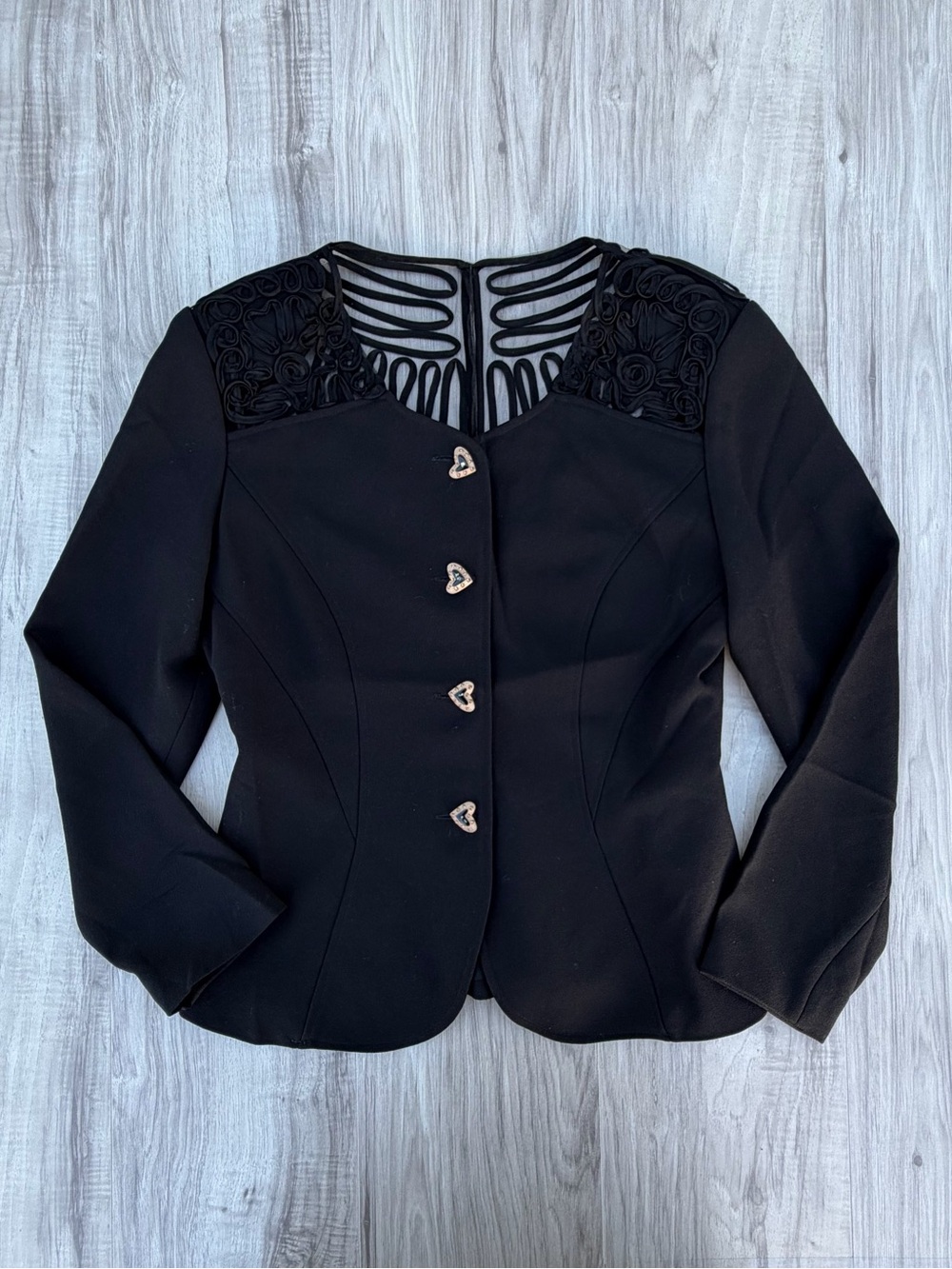 Vintage Black Heart Button Blazer Jacket Women’s